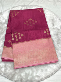Royal blue Raw Mango Silk saree featuring contrast gold and silver Zari weaving with traditional motifs.