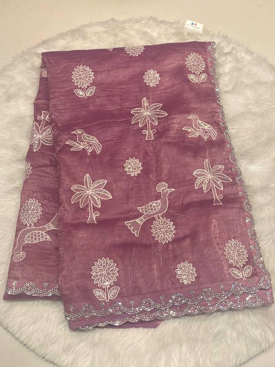 Space silk Garden Thread Work Saree