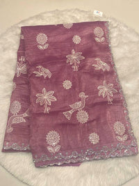 Space silk Garden Thread Work Saree