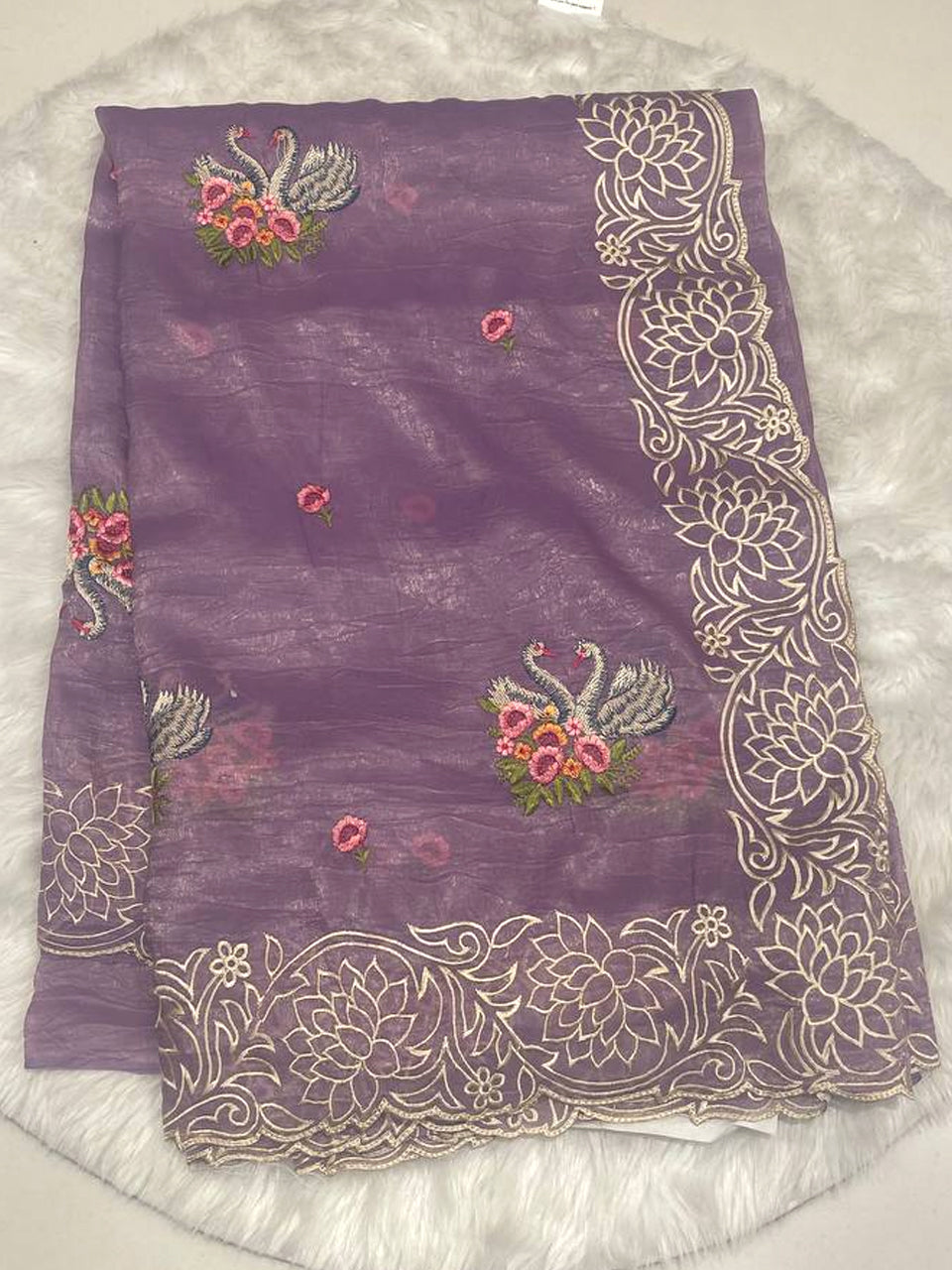 Ethereal Swan Thread Work Saree