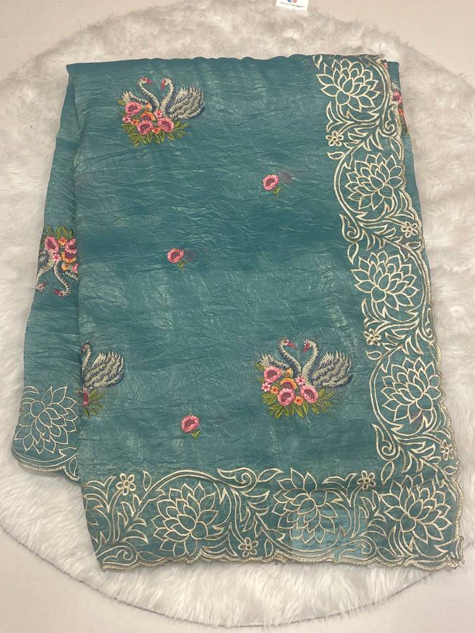 Ethereal Swan Thread Work Saree