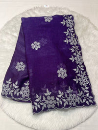 Silver Cut Work Space Silk Saree