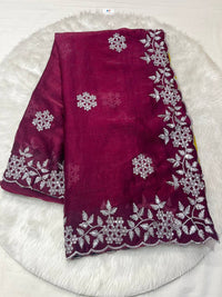 Silver Cut Work Space Silk Saree