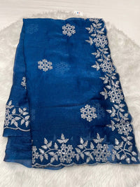 Silver Cut Work Space Silk Saree