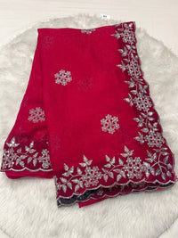 Silver Cut Work Space Silk Saree