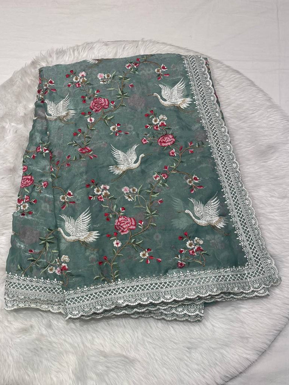 Karachi Silk Thread Work Saree