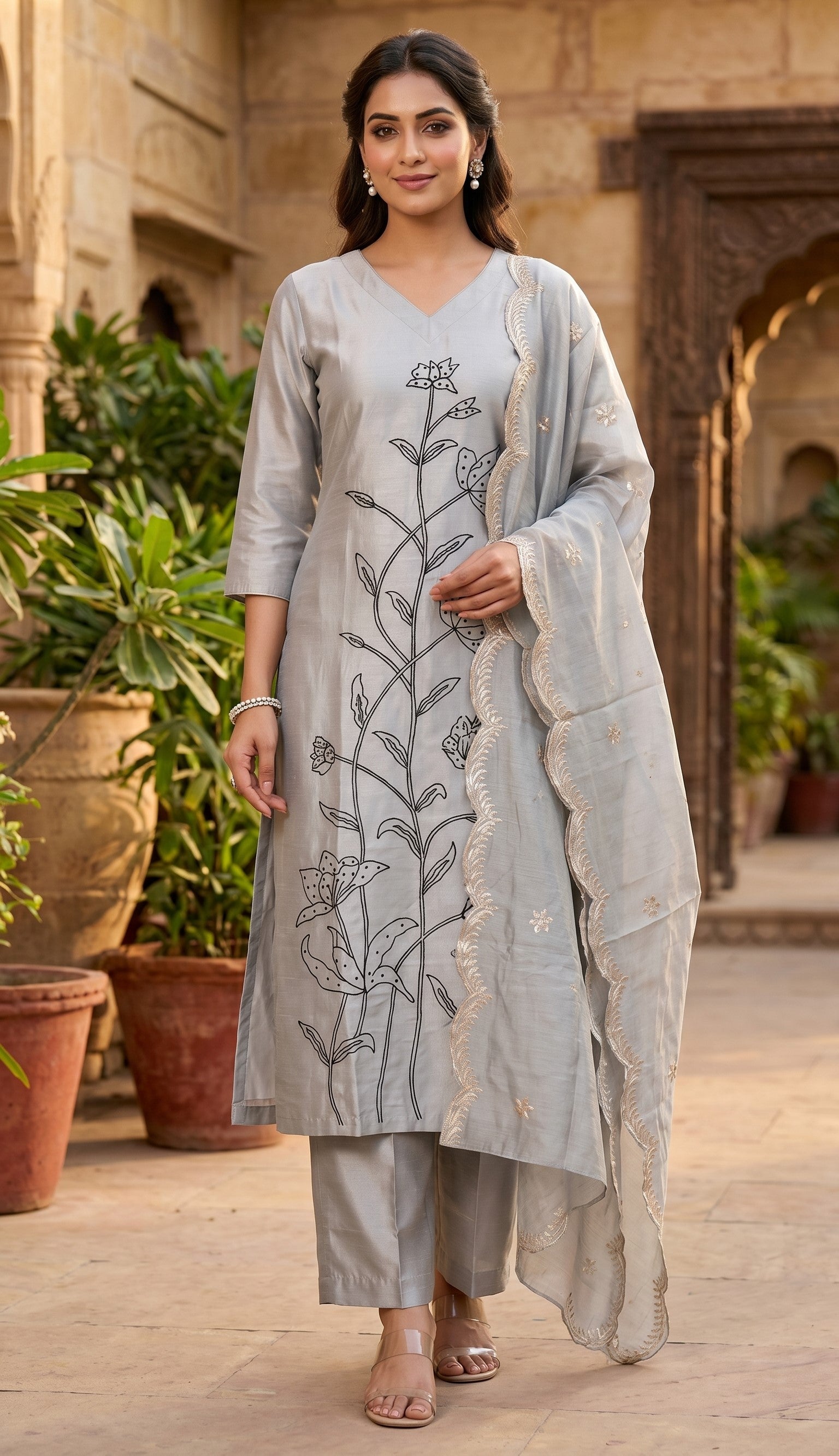 Cotton 3 Pcs Bottom Dupatta Set