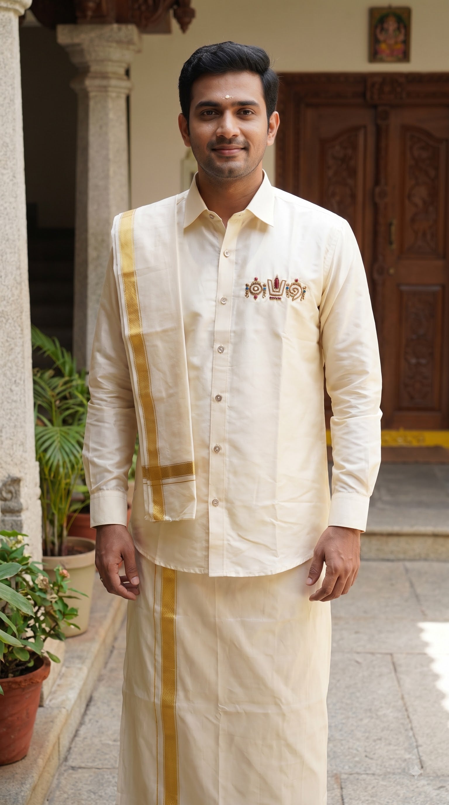 Men's Traditional Silk Kurta & Dhoti Set