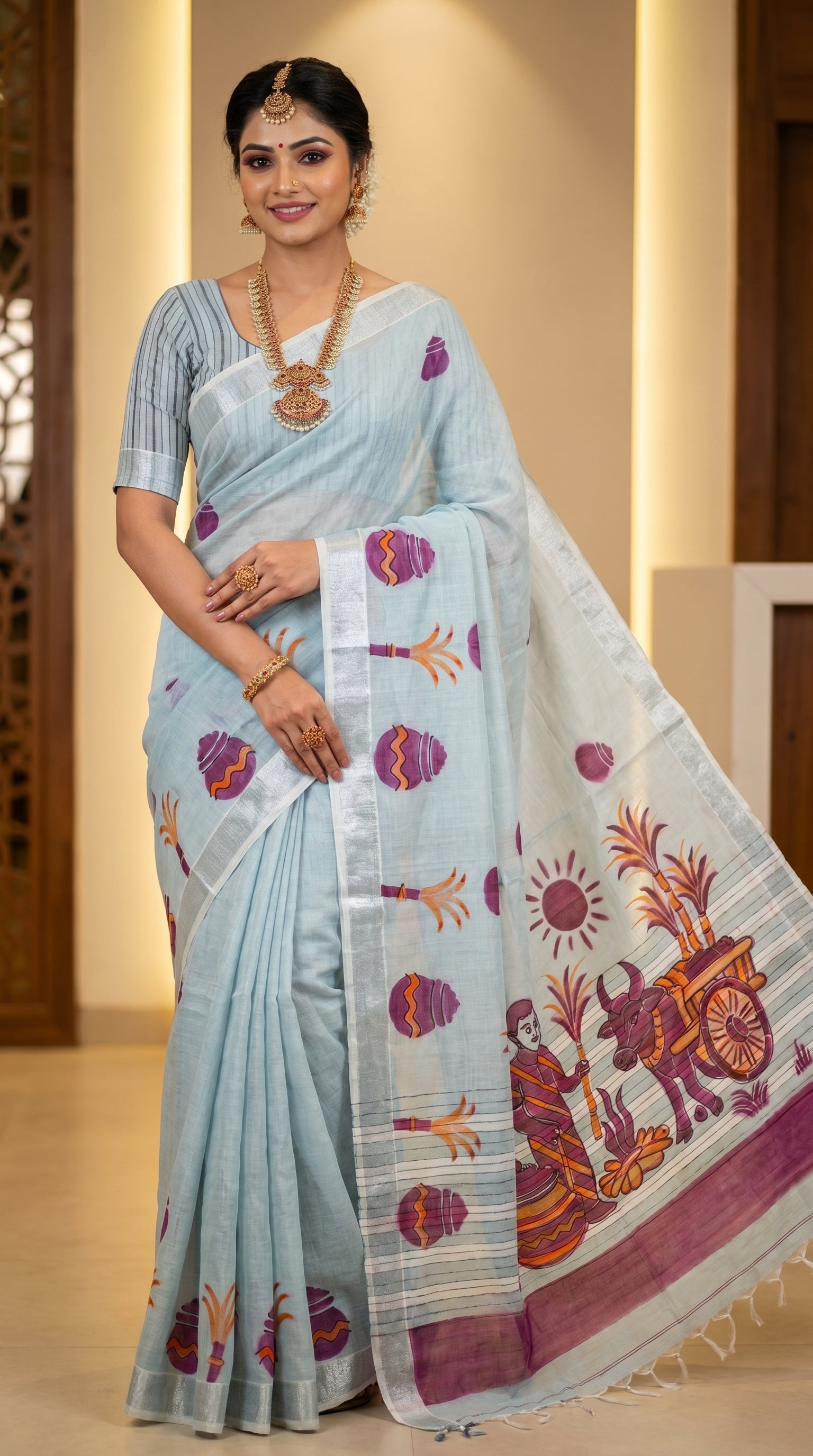 Handloom Mangalagiri Cotton Saree