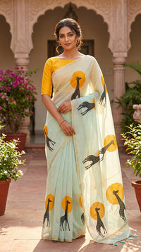 Linen Chanderi Saree