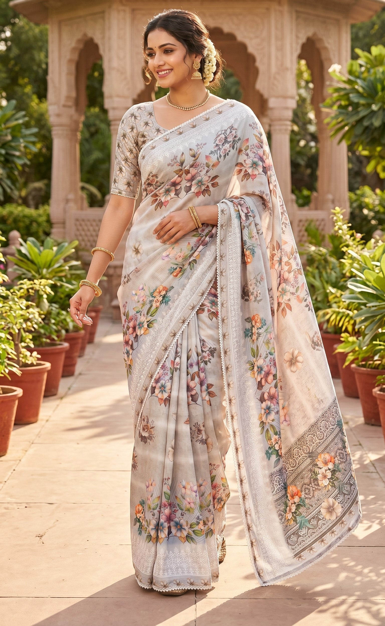 Malgudi Georgette saree