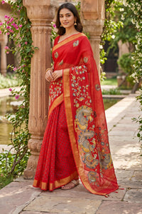 Supernet Kalamkari Saree