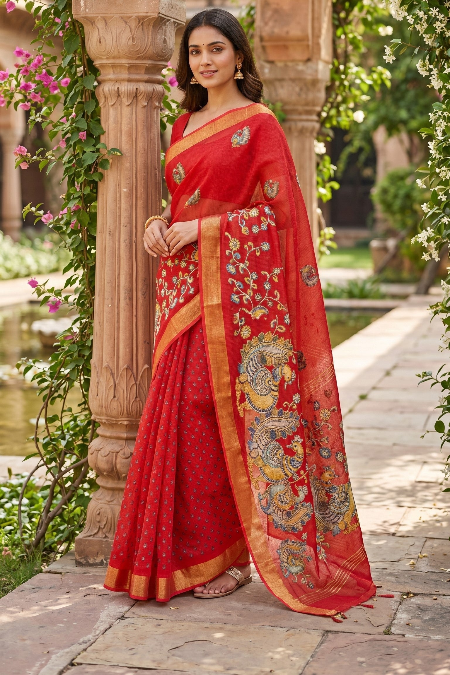 Supernet Kalamkari Saree
