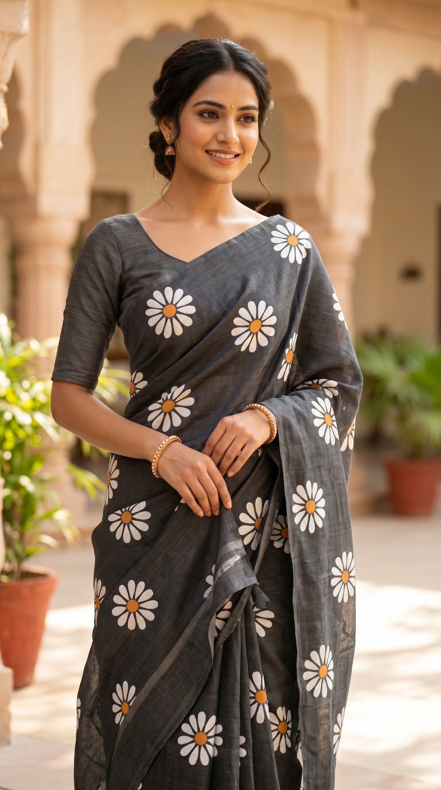 Linen Slub Saree