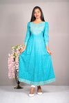 Rayon Sky Blue Thread Work Kurti
