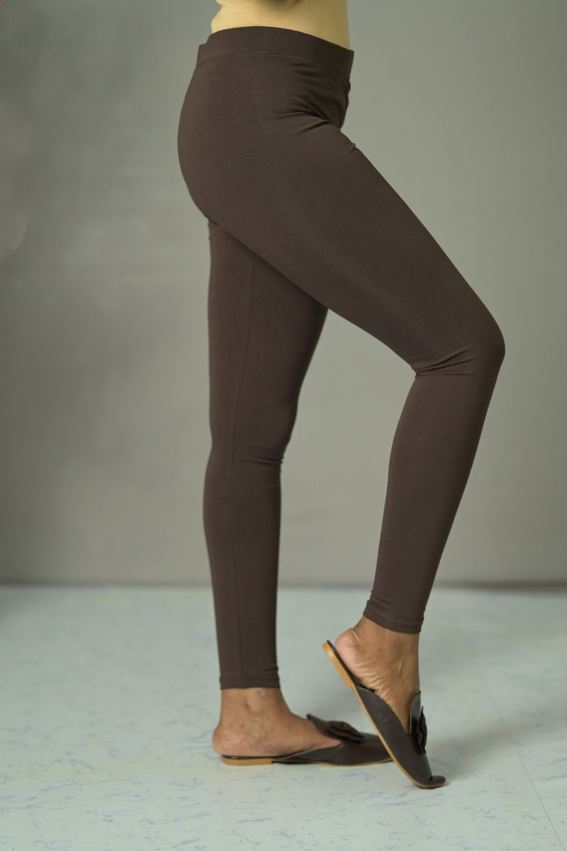 Comfort Lady Dark Brown Solid Ankle Length Plus Leggings | CL-50-ALPLUS-DEEP  BROWN | Cilory.com