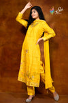 Rayon Stone Work Yellow Straight Cut Salwar