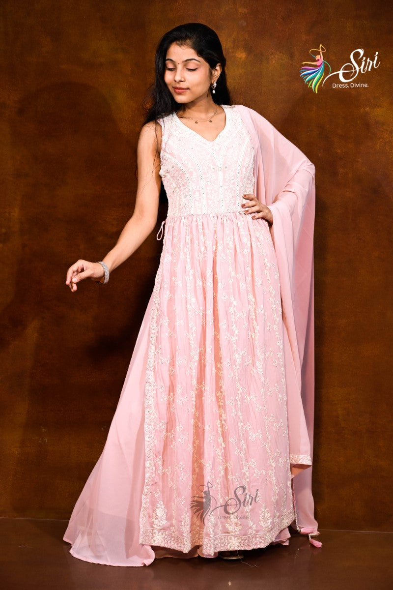 Light Pink Georgette Partywear Palazzo Set