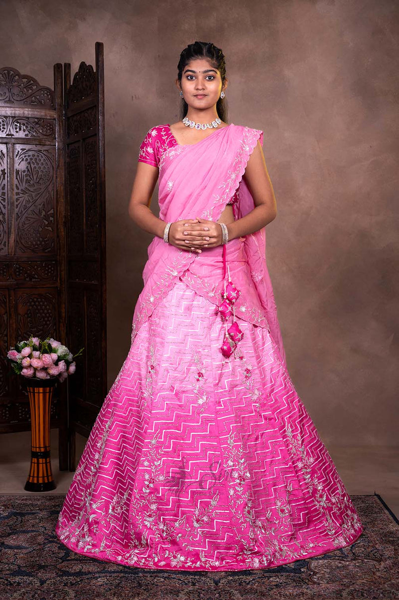 Half Pattu Light Pink Color Of Half Saree