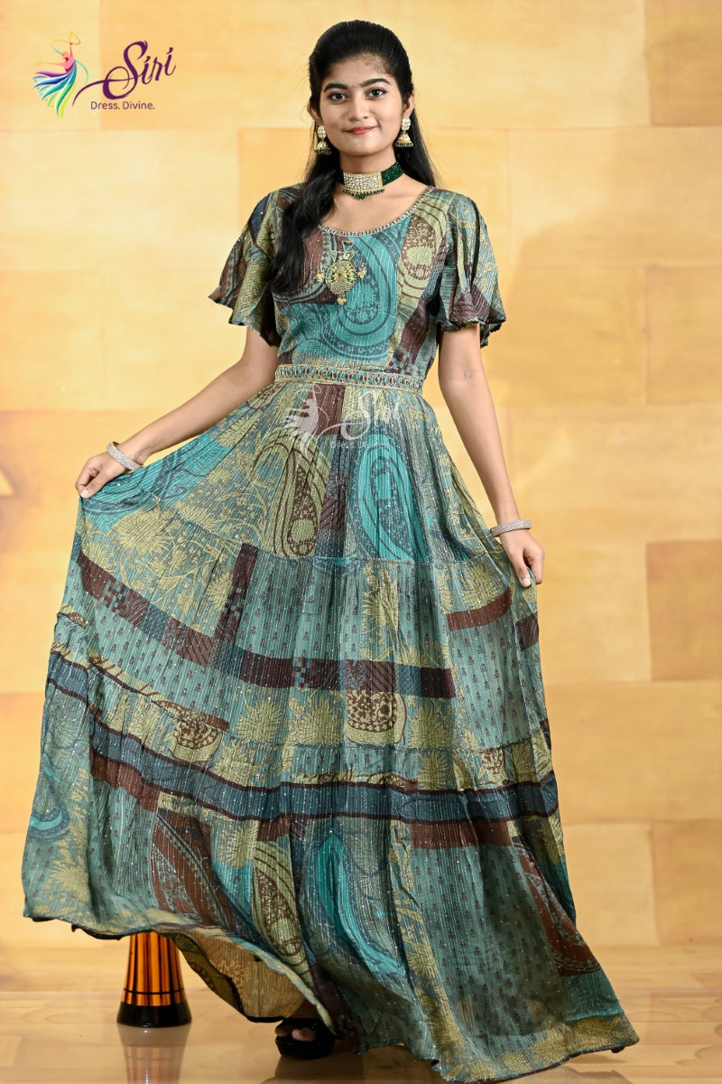 Georgette Green Western Kurti
