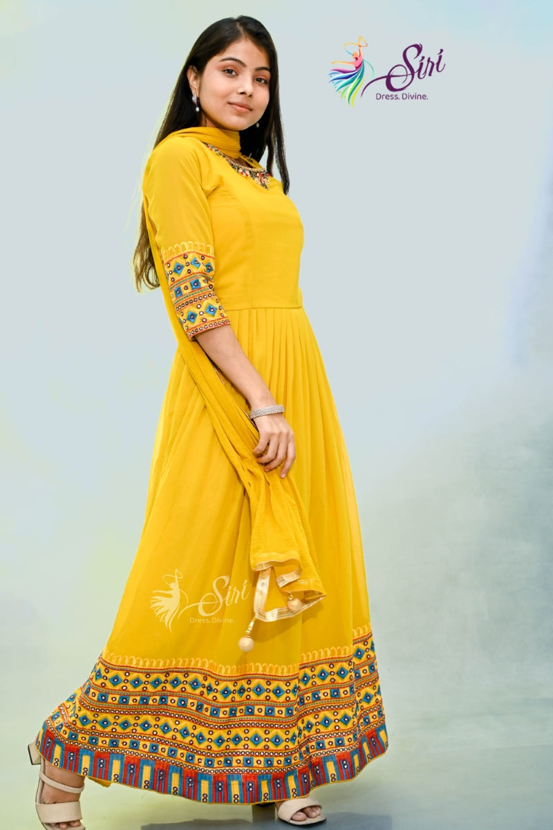 Yellow Georgette Chudidar Kalis