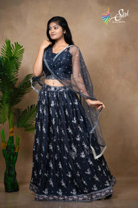 Georgette Floral Print Crop Top Set