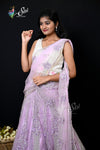 Light Pink Floral Thread Work Half Saree