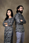 Black Color Floral Work Straight Cut Kurti And Partywear Shirt