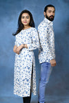 White-Blue Color Straight Cut Kurti And Partywear Shirt