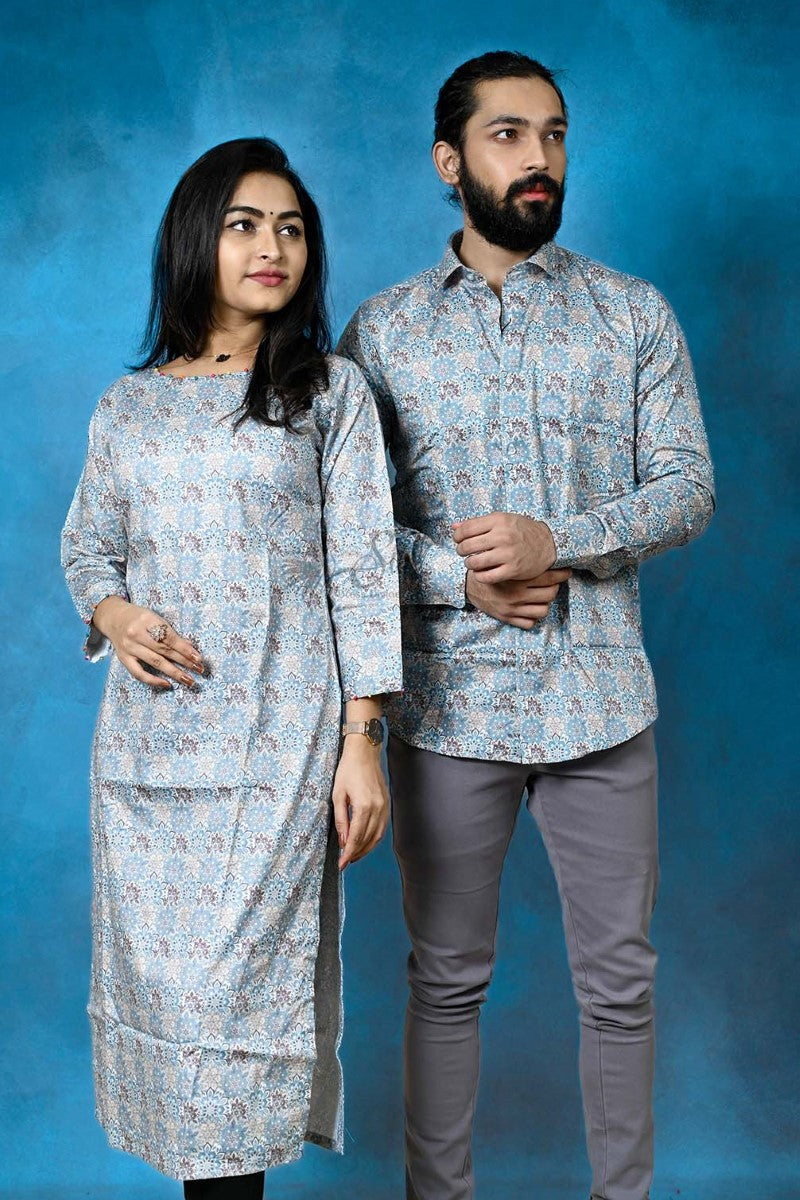 Cadet Blue Color Straight Cut Kurti And Partywear Shirt