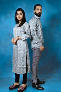 Cadet Blue Color Straight Cut Kurti And Partywear Shirt