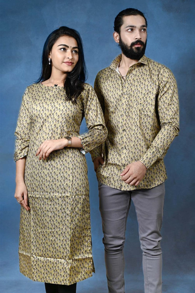 Cotton Satin Floral Motifs Straight Cut Kurti And Partywear Shirt