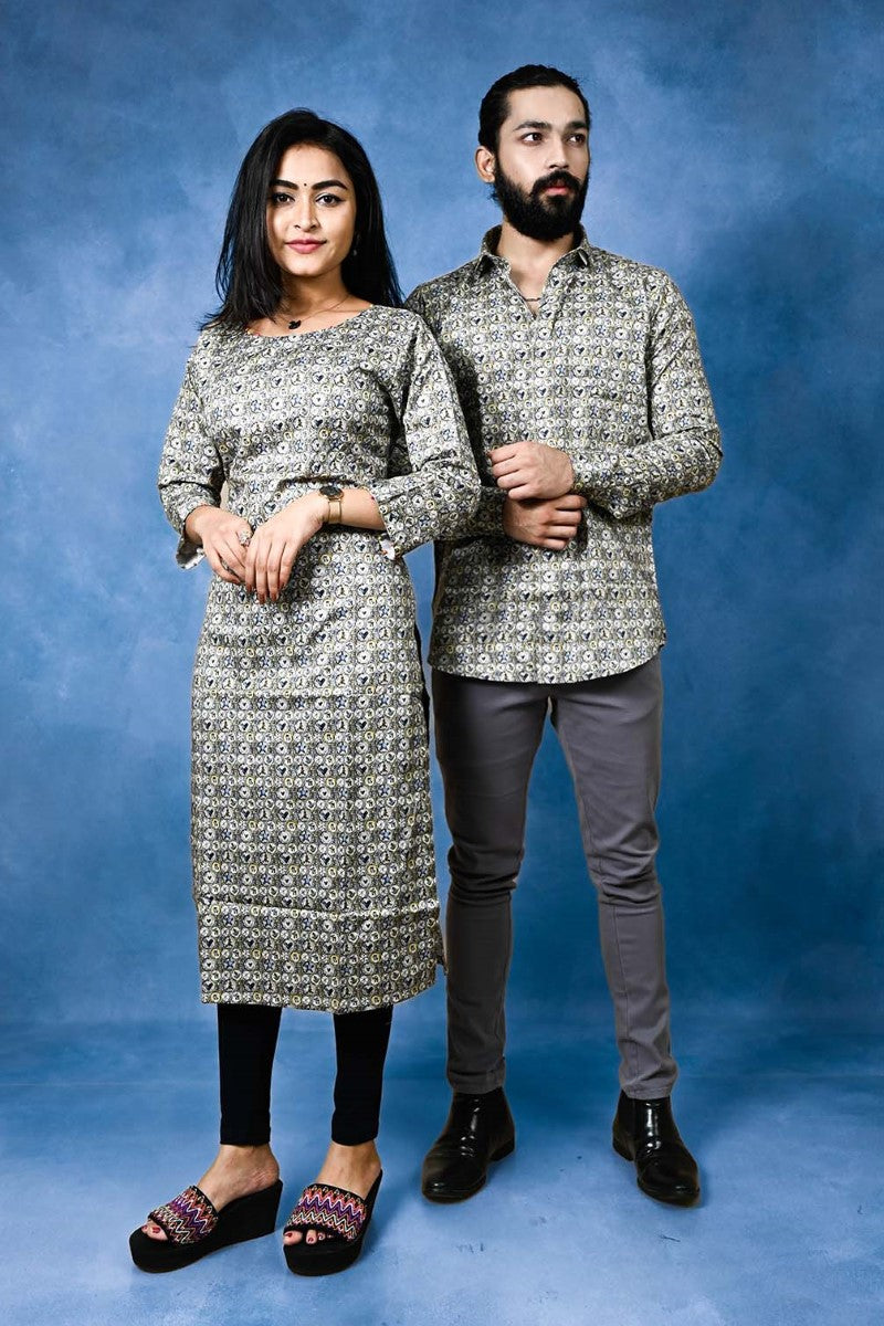 Floral Digital Print Straight Cut Kurti And Casual Shirt