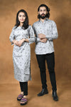 Gray Color  Floral Digital Print Straight Cut Kurti And Partywear Shirt