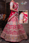 Banaras Red Floral Embroidered Half Saree with Stone Work
