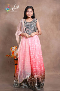Raw Silk Floral Thread Work Chudidar Kalis