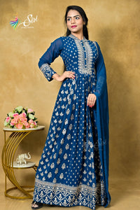 Georgette Blue Chudidar Kalis