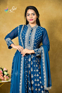 Georgette Blue Chudidar Kalis