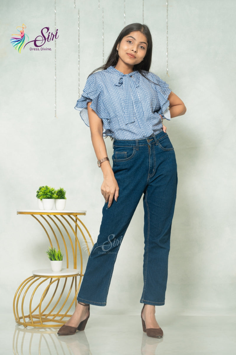 Blue Western Top