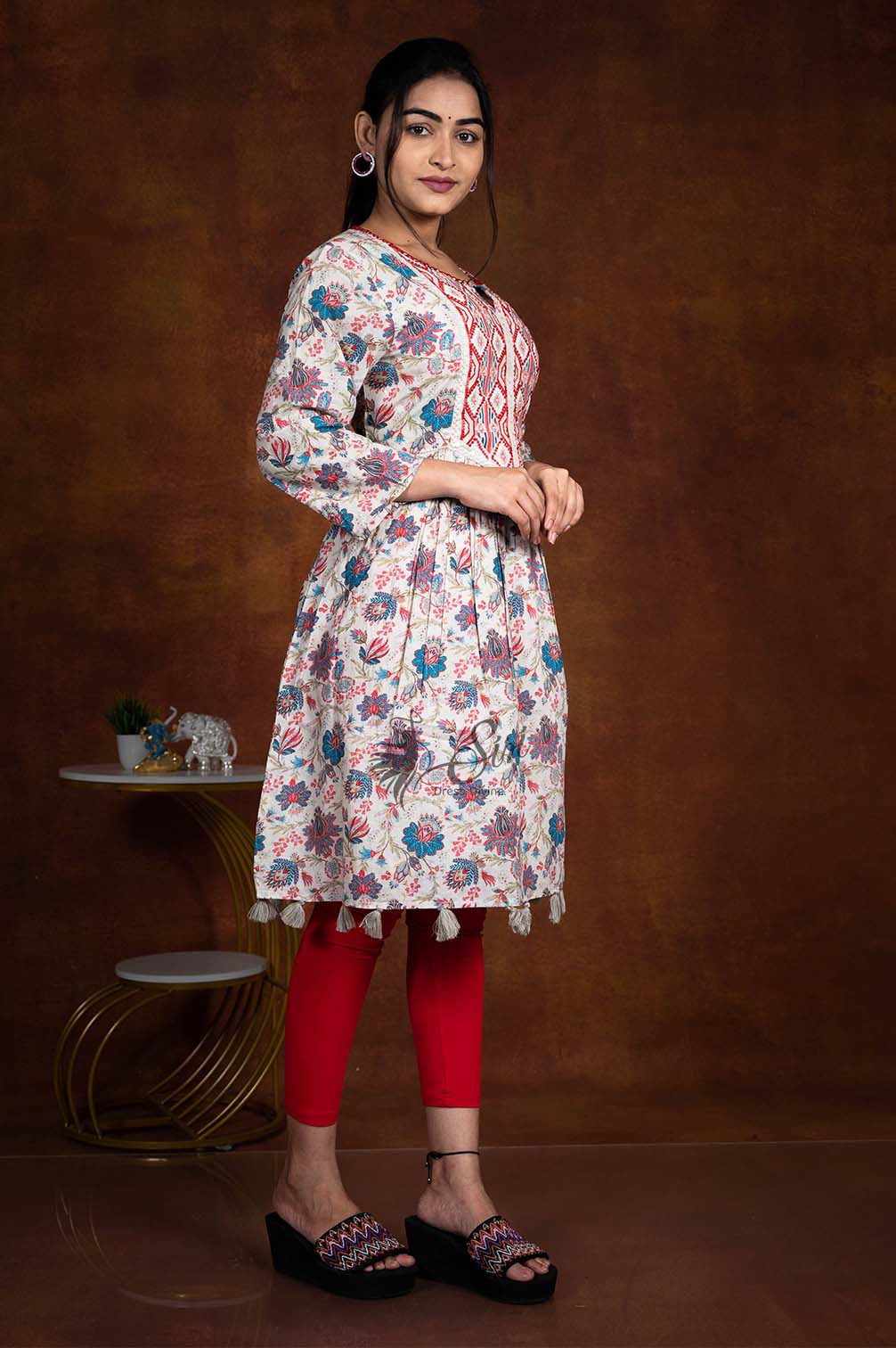 Floral Print And Thread Work  Tunics