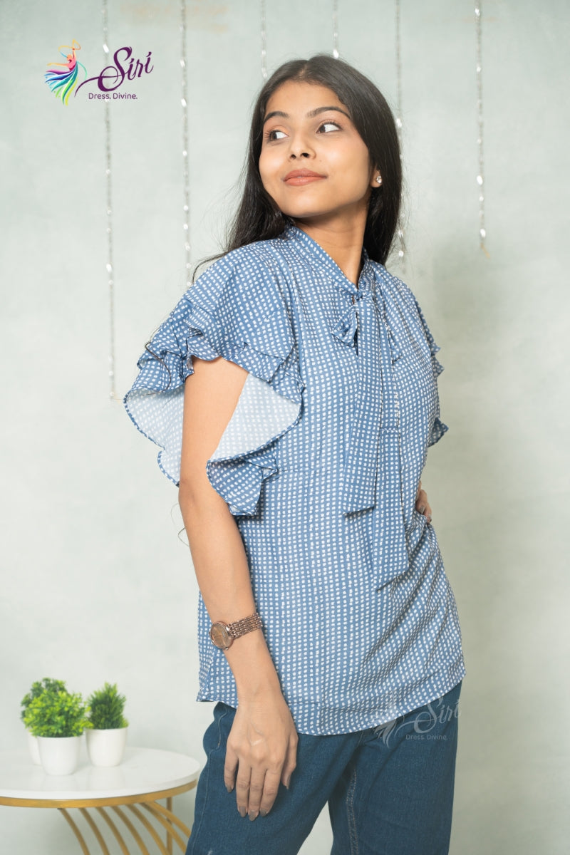 Blue Western Top