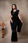 Black Color One Minute Saree