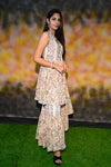 Cotton Floral Cream Color Kurti Set
