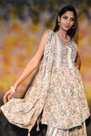 Cotton Floral Cream Color Kurti Set