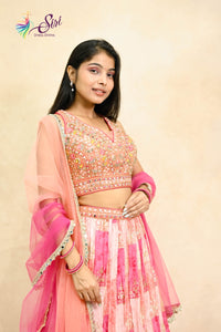 Georgette Floral Design Crop Top Set