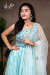 Blue Georgette Mirror Work Chudidar Kalis