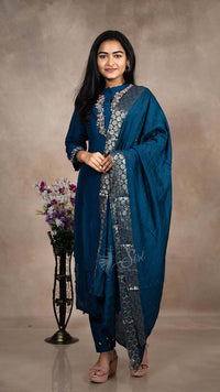 Chanderi Fabric 3 Pcs Bottom Dupatta Set