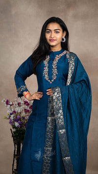 Chanderi Fabric 3 Pcs Bottom Dupatta Set