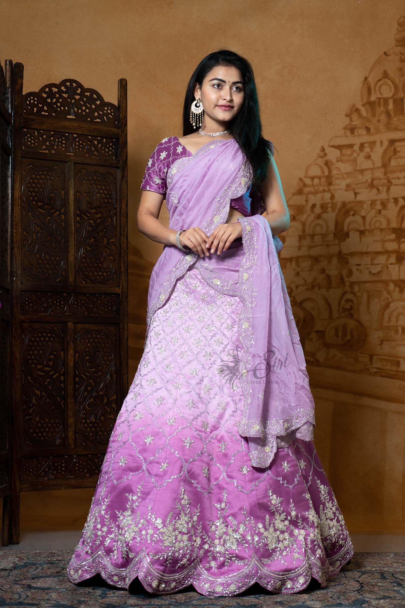 RENVAANI FASHION Women's Indian Traditional Unstitched Kanjivaram Silk Zari  Lehenga Choli Along With Dupatta Attach With Unstitch Blouse Piece, Half  Saree (LAHENGA KH142 ROSE OFF WHITE RAMA PURPLE) : Amazon.in: Fashion