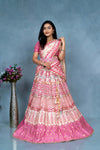 Beige and pink color half saree